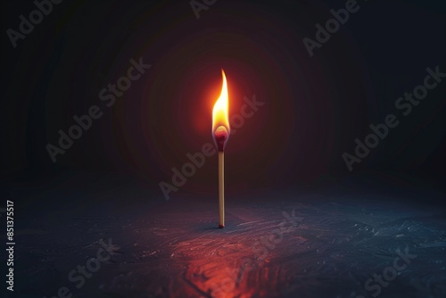 Wallpaper Mural Lit Matchstick with Glowing Flame in Darkness. Torontodigital.ca