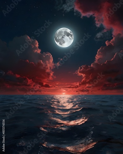full moon over the sea