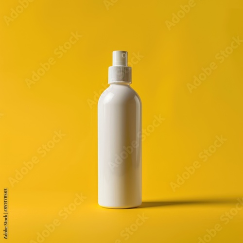 White bottle mockup with place to add text on yellow background