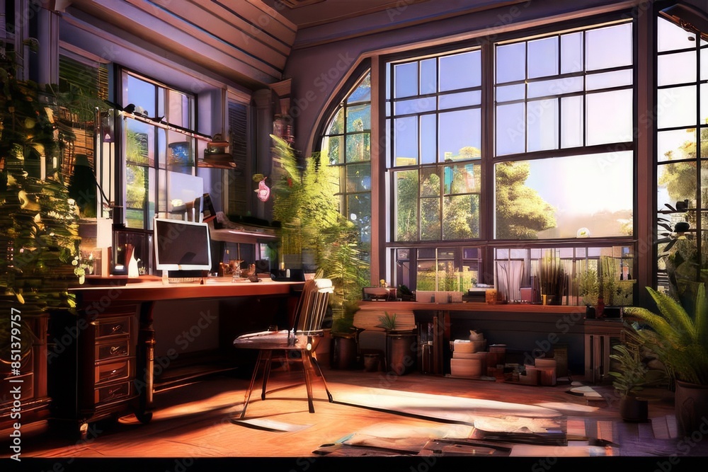 AI Image Generator, Cozy Rustic Home Office AI Image Generator, Cozy Rustic Home Office
