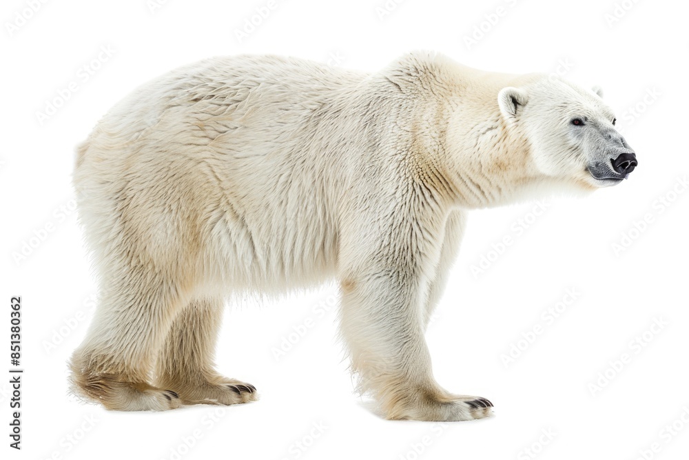 Fototapeta premium Bear Polar. Isolated on White Background - Majestic Arctic Mammal in Natural Habitat