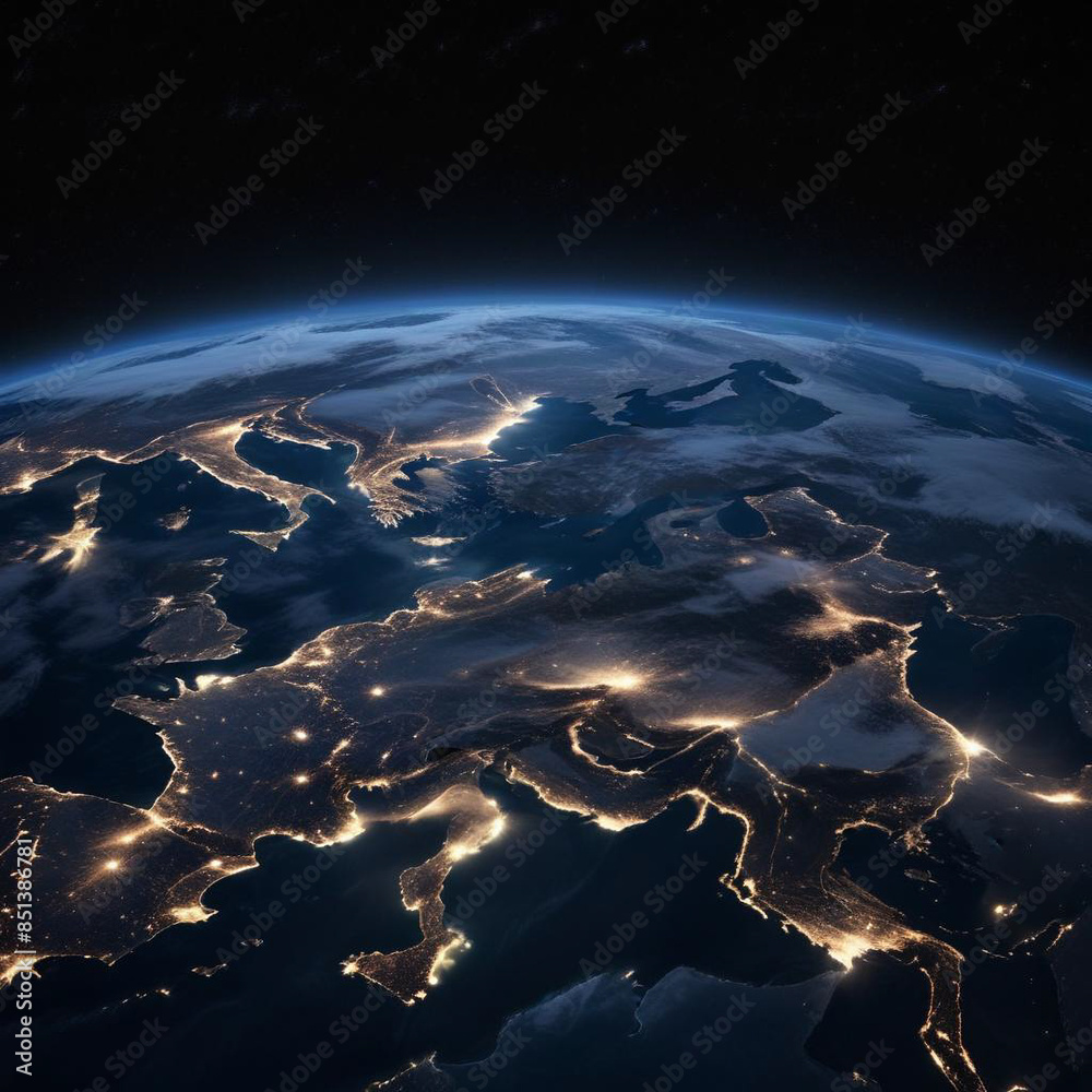 _A-view-of-the-Earth-from-space-at-night-showing- _A-view-of-the-Earth-from-space-at-night-showing-