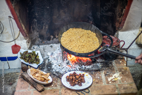 Traditional Migas Serranas Preparation in Villaviciosa de Córdoba, Andalucía photo