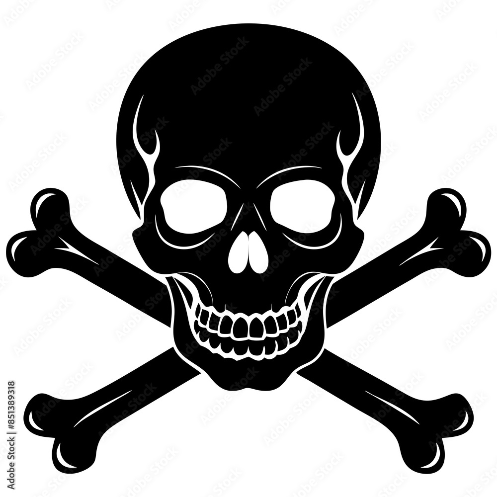skull and bones vector silhouette illustration