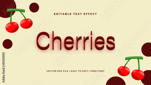 Fruits theme text effect. 3D colorful font editable template