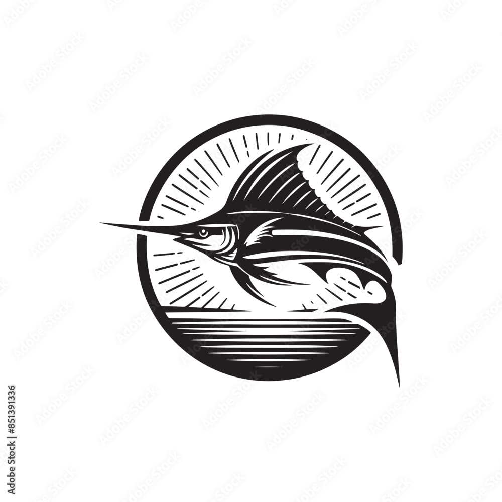 Swordfish Vector Silhouette - Swordfish Illustration - Fish Vector Swordfish Vector Silhouette - Swordfish Illustration - Fish Vector