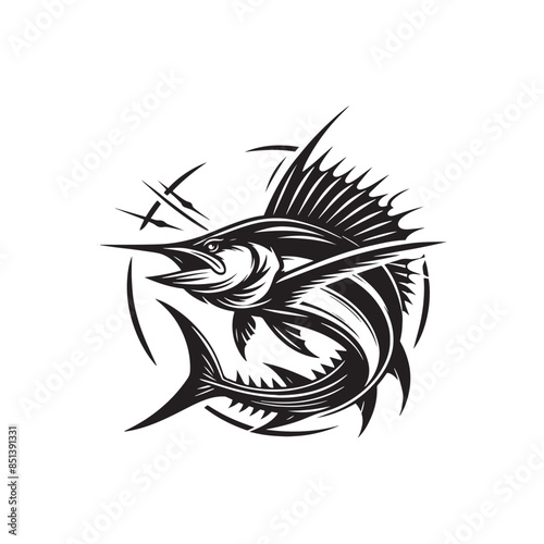 Swordfish Vector Silhouette - Swordfish Illustration - Fish Vector