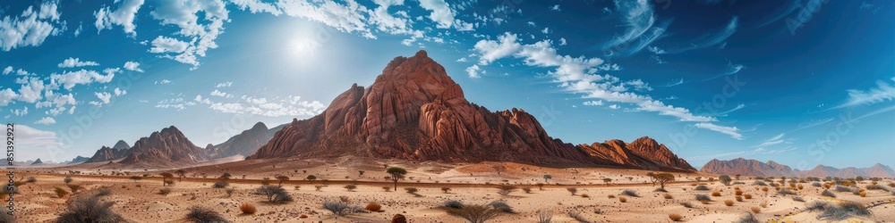 Fototapeta premium Desert Mountain Range. Panoramic Landscape View of Spitzkoppe Mountains in Namibia