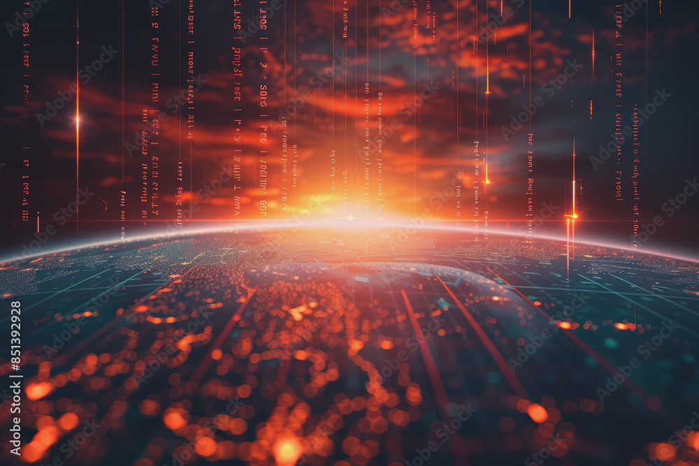 Fototapeta premium futuristic IMF report analyzing the correlation between events and global market fluctuations