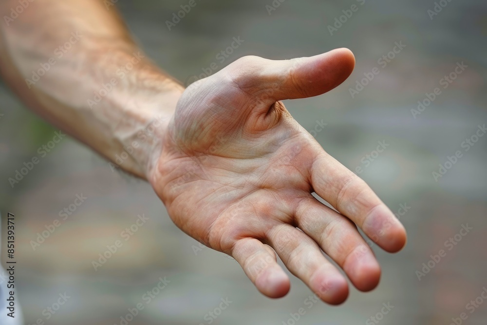 Fototapeta premium Man Offering Handshake. Businessman Achievement in Adult Agreements
