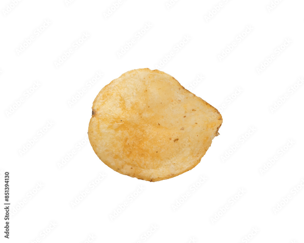 Organic potato chip from above isolated on white Organic potato chip from above isolated on white