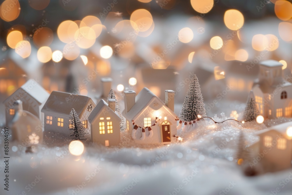 Festive Christmas Village and Cozy Fireplace Scene Festive Christmas Village and Cozy Fireplace Scene