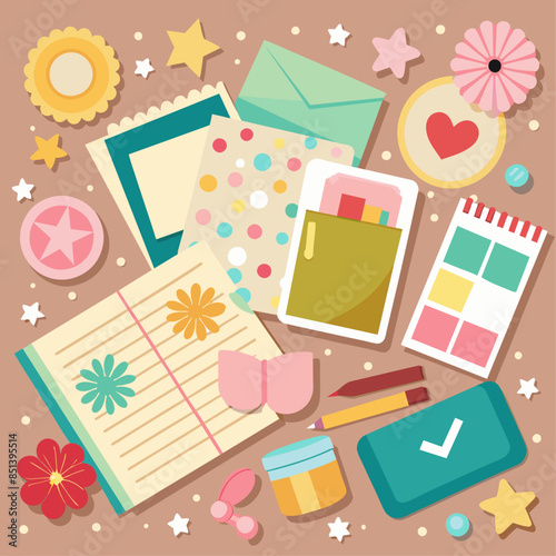 scrapbooking paper and stickers for memory albums, books elements elegant backgrounds, pick scrapbooking paper, choose matching stickers, design memory album pages