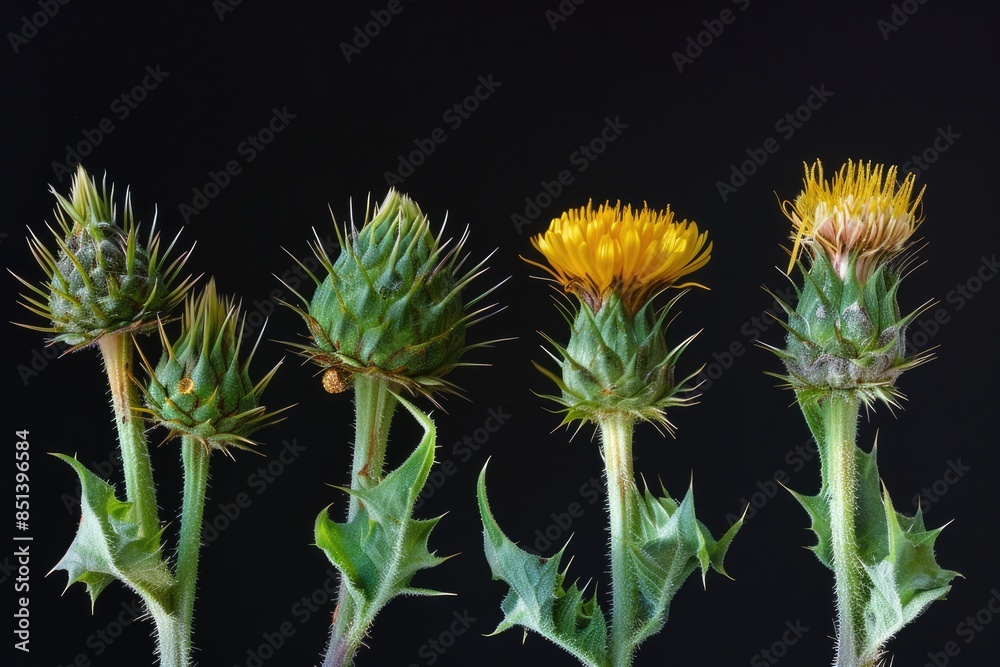 Sow Thistle: A Nature Study of Spiny Yellow Wildflower Showing All Stages of Development Sow Thistle: A Nature Study of Spiny Yellow Wildflower Showing All Stages of Development