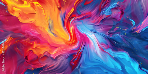 Chromatic Chaos: Mixed Colors with Distortion Effect Background, Vibrant Distortion: Multicolor Abstract Background - Ai Generated