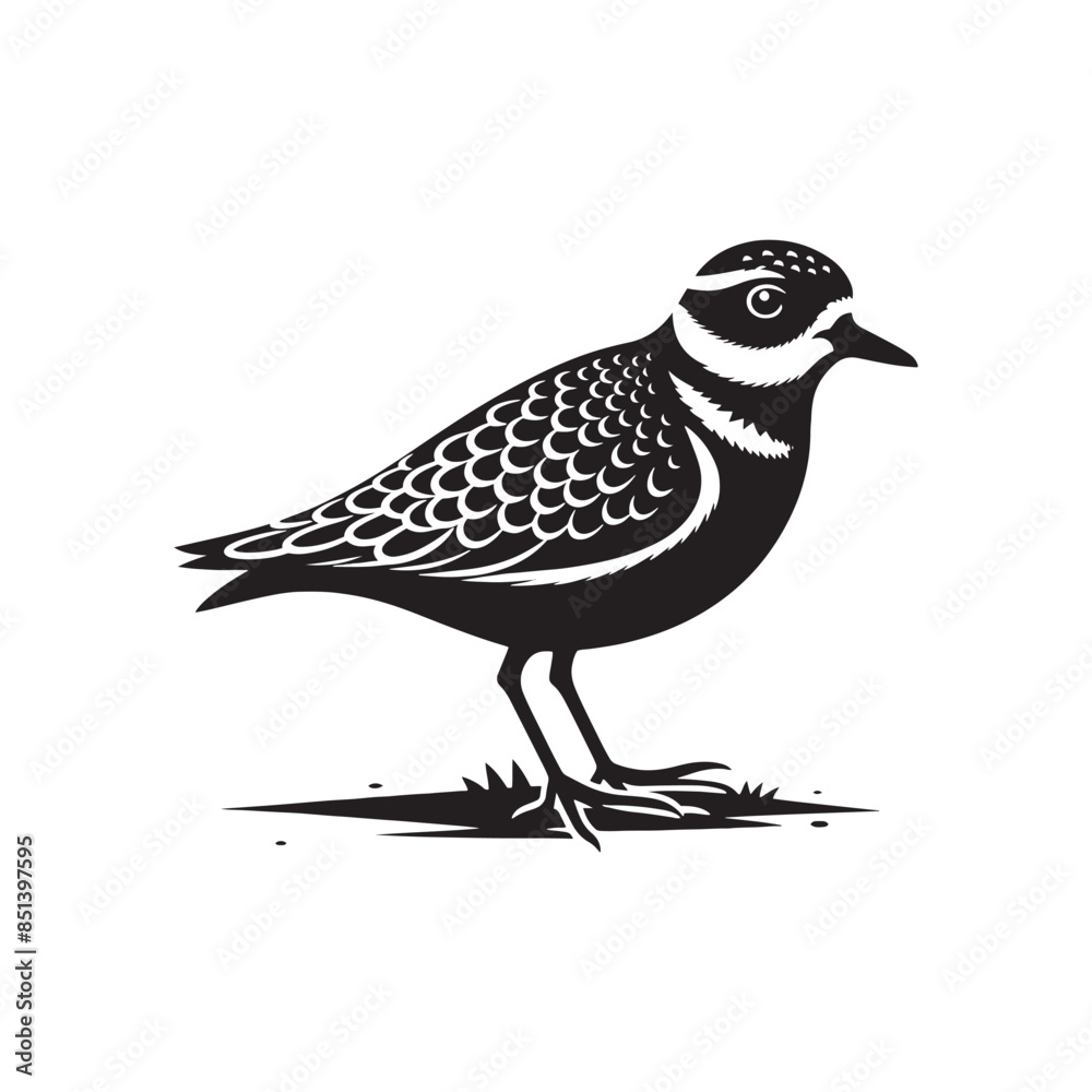 Fototapeta premium Plover Vector Silhouette - Plover Illustration - Plover bird Vector.