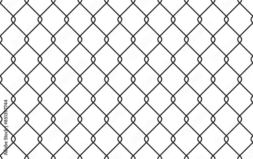 Fototapeta premium Metal fence background with a mesh steel chain pattern. Vector