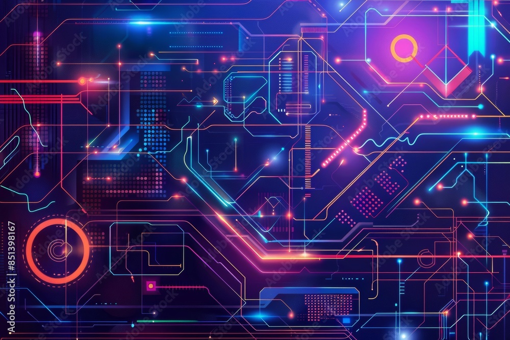 Illustration of technological innovation concept with vibrant gradient colors Abstract design representing progress, creativity, and futuristic ideas Illustration of technological innovation concept with vibrant gradient colors Abstract design representing progress, creativity, and futuristic ideas