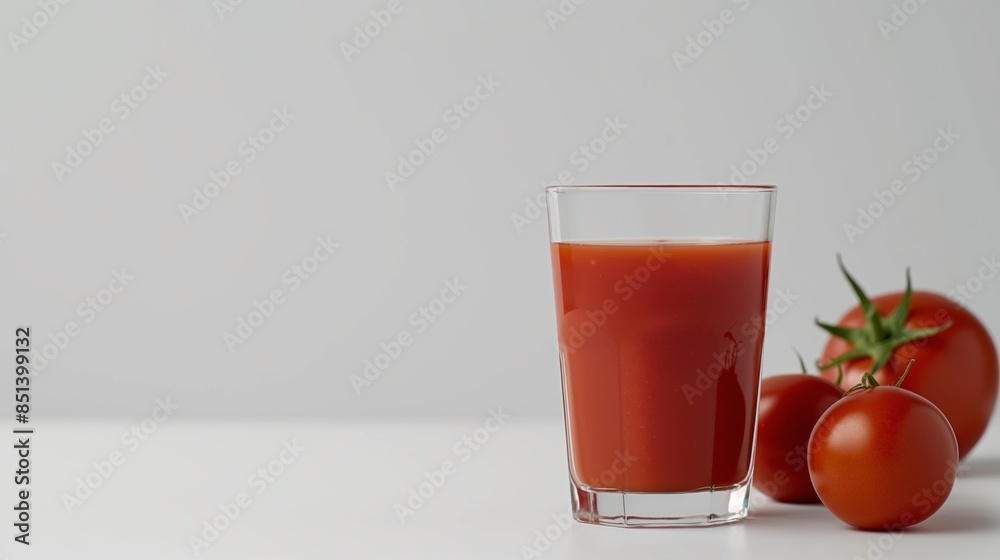 Glass of fresh tomato juice with whole tomatoes on white background. Glass of fresh tomato juice with whole tomatoes on white background.
