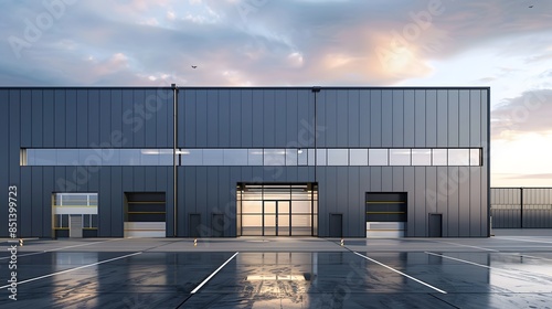Wallpaper Mural Modern warehouse exterior with small office unit. Torontodigital.ca