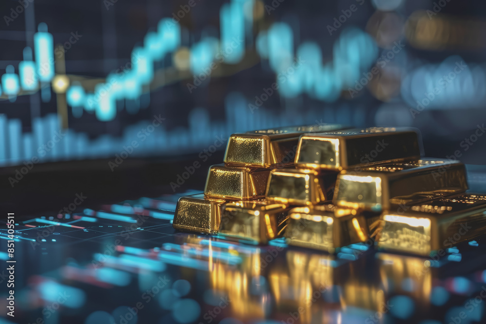 Gold bars stack on rate product life cycle stages with graphical data. Gold bars stack on rate product life cycle stages with graphical data.