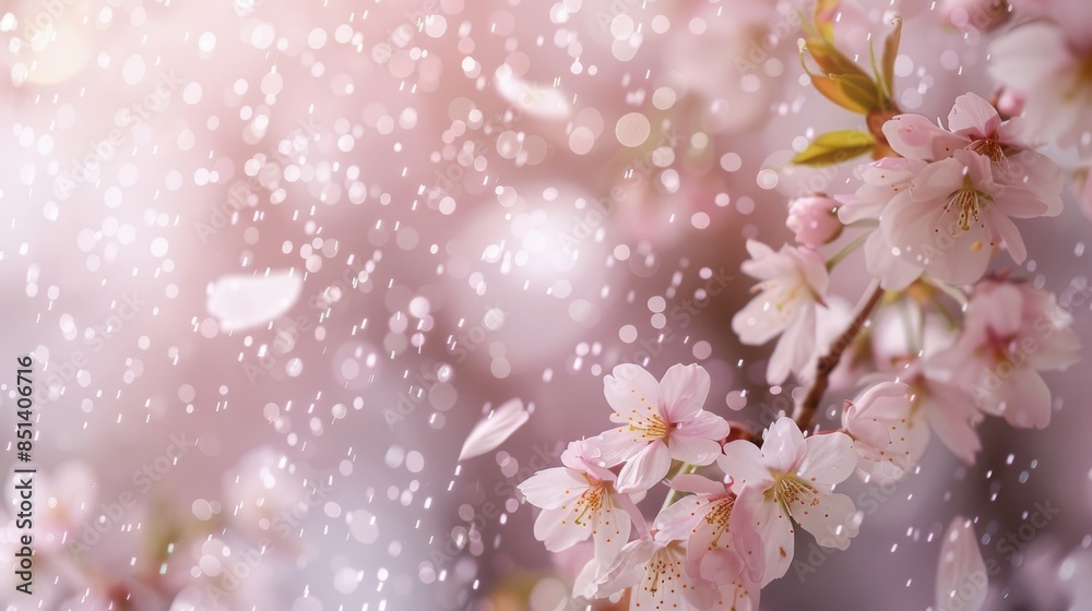  soft pink cherry blossoms with a bokeh effect