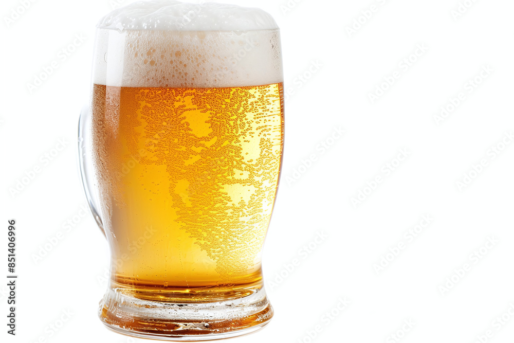 Glass of cold beer with water drops. Craft beer isolated on white background with copy space area Glass of cold beer with water drops. Craft beer isolated on white background with copy space area