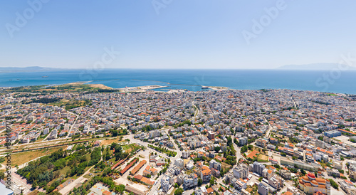 Alexandroupolis, Greece. Panorama of the city and port. Summer day. Aerial view photo