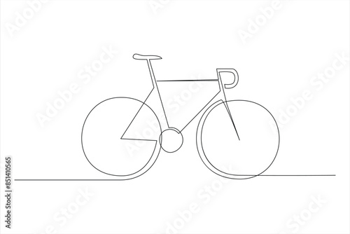 Continuous one line bicycle outline on a white background vector art illustration