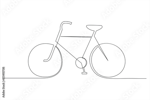 Continuous one line bicycle outline on a white background vector art illustration