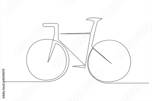 Continuous one line bicycle outline on a white background vector art illustration