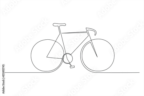 Continuous one line bicycle outline on a white background vector art illustration