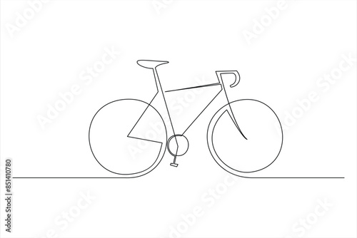 Continuous one line bicycle outline on a white background vector art illustration