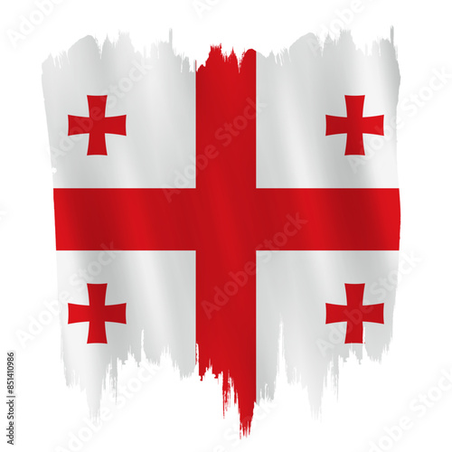Georgia flag on brush paint stroke.