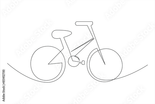 Continuous one line bicycle outline vector art illustration