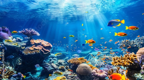 Vibrant Underwater Coral Reef Scene © sobartea