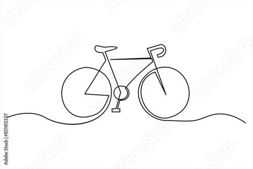 Continuous one line bicycle outline vector art illustration
