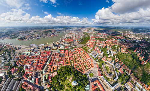 Gothenburg, Sweden. Skansen Kronan - fortress tower. Panorama of the city in summer in cloudy weather. Aerial view photo