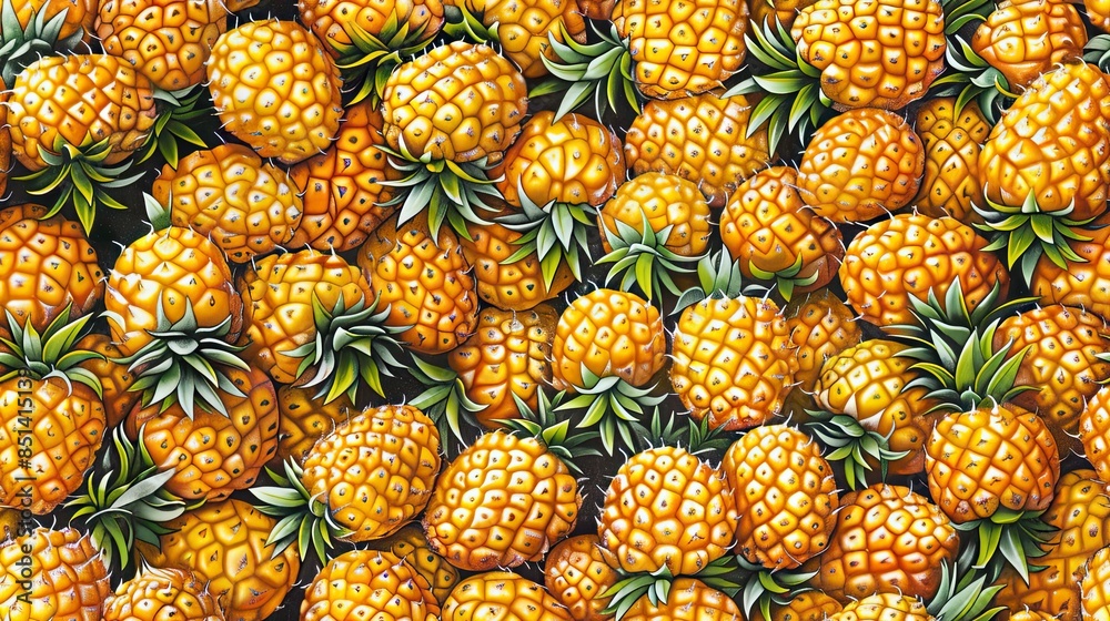 Vibrant Watercolor Illustration of Pineapples with Blue Leaves Generative AI Vibrant Watercolor Illustration of Pineapples with Blue Leaves Generative AI