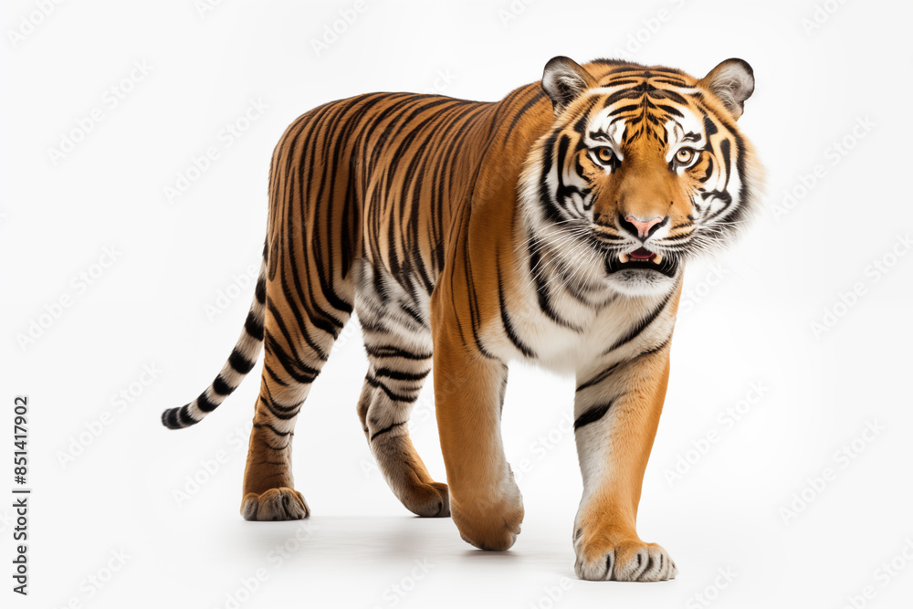 Naklejka premium Tiger over isolated white background. Animal