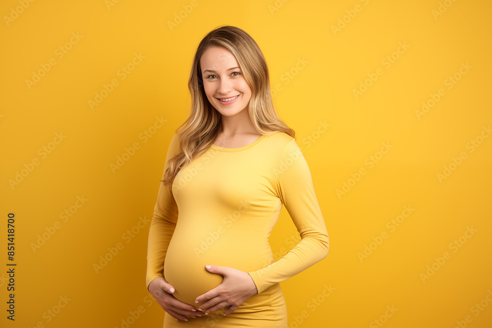 Young pretty blonde Pregnant girl over isolated colorful background Young pretty blonde Pregnant girl over isolated colorful background