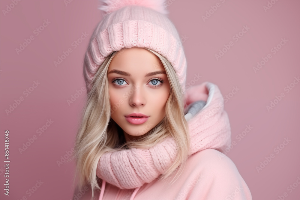 Obraz premium Young pretty blonde girl over isolated colorful background in winter clothes