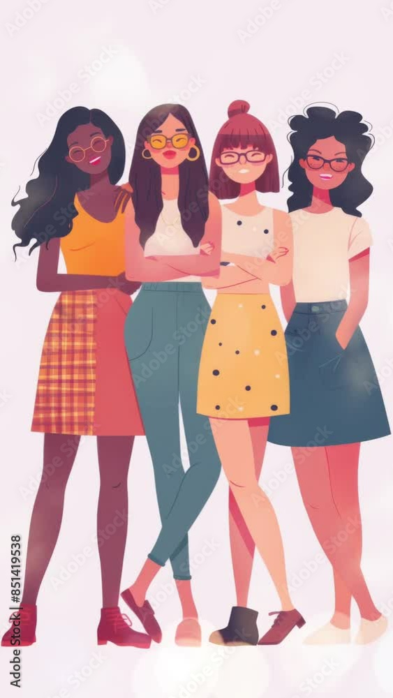 happy smiling diverse women standing together happy smiling diverse women standing together