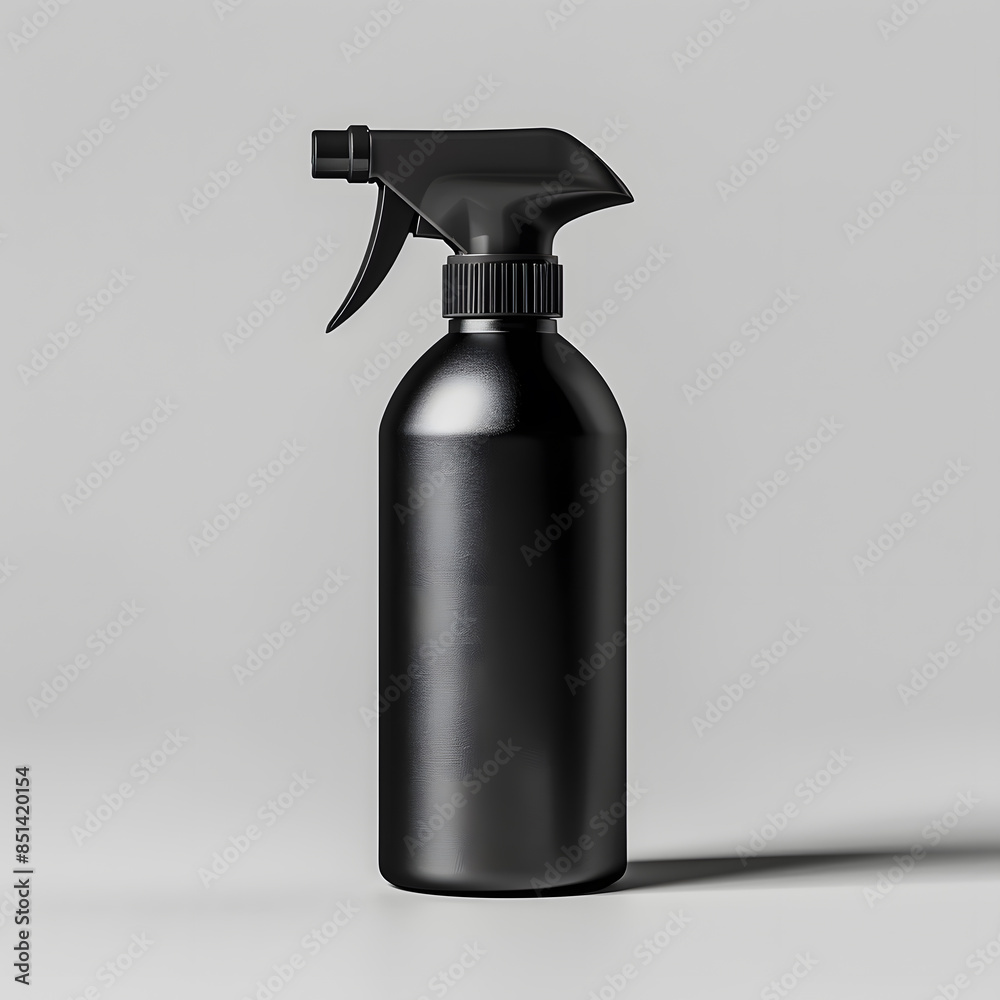 Black cleaning spray bottle mock up, isolated on white background Black cleaning spray bottle mock up, isolated on white background