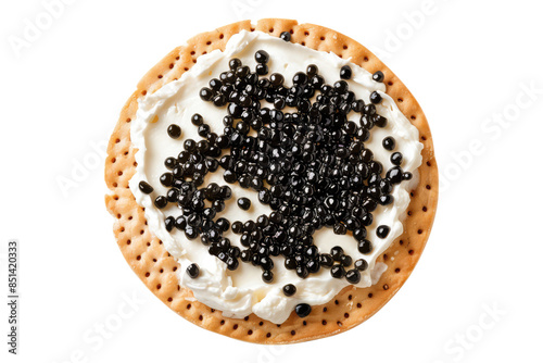 Crispbread with cream cheese and black isolated on transparent background