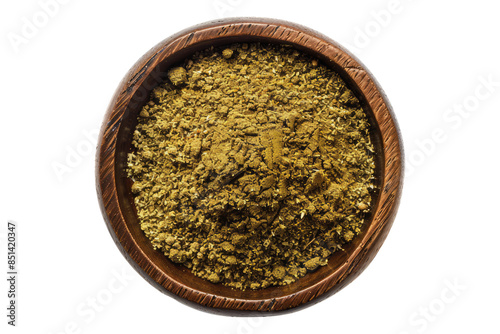 Coriander bowl in a wooden bowl isolated on transparent background