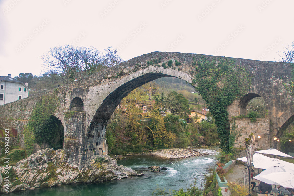 The roman bridge at cangas de onis