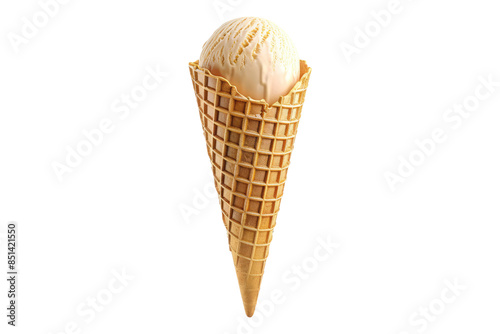 Empty waffle con for ice-cream isolated on transparent background © posterpalette