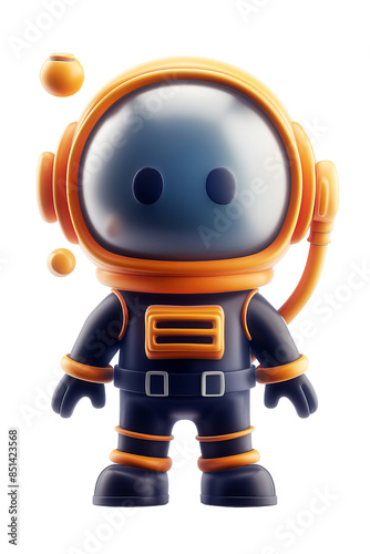 Cute animated astronaut illustration in a colorful spacesuit, perfect for space-themed designs and creative projects.