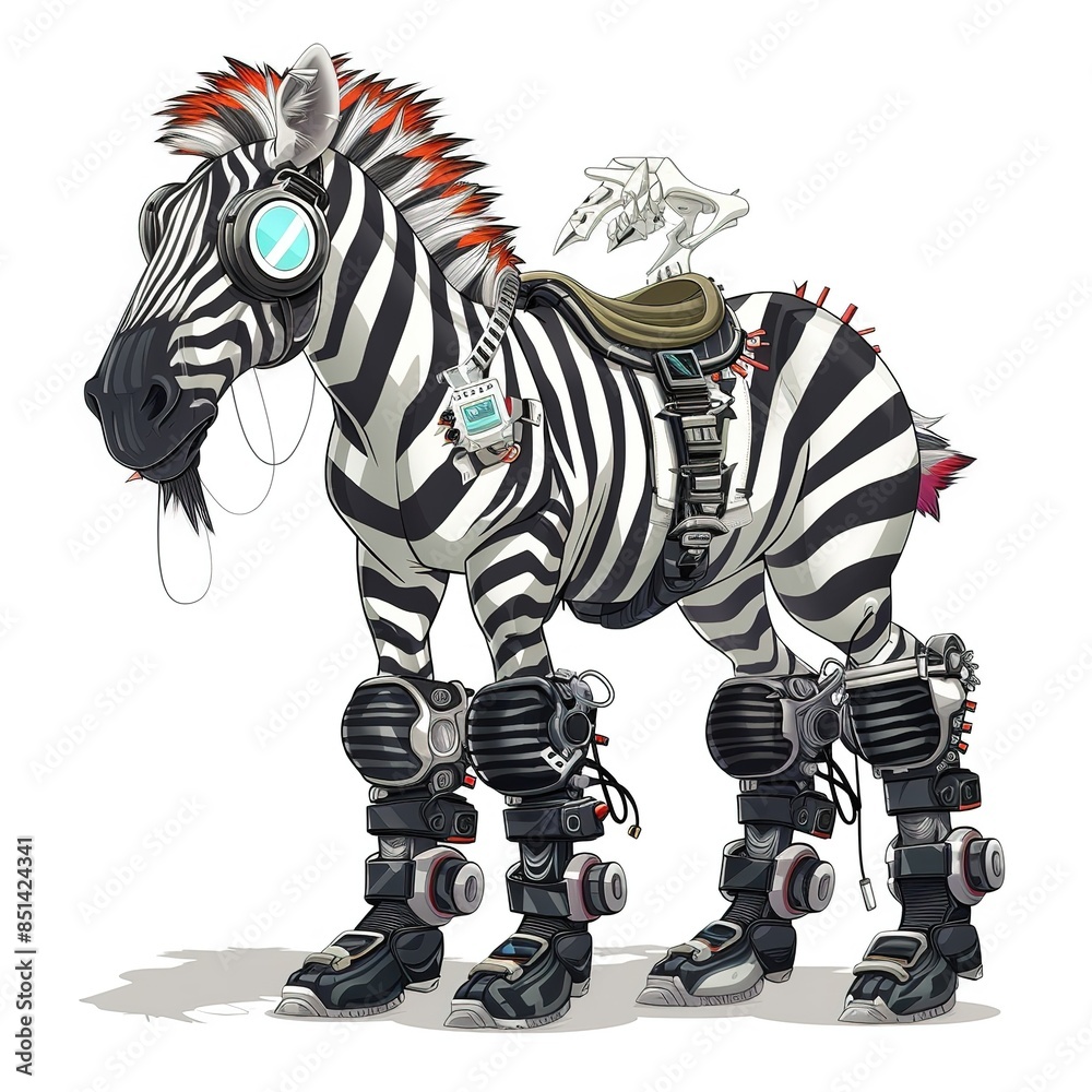 Fototapeta premium Zebra cyberpunk fashion